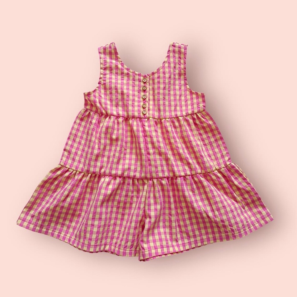 Sunny & Beau Pink and Yellow Gingham Playsuit